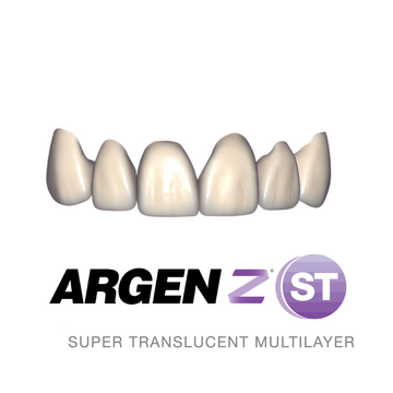 ArgenZ ST Multilayer Zirconia disc featuring superior translucency and strength, designed to closely mimic natural tooth dentin for optimal aesthetic dental restorations.