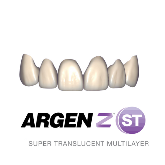 ArgenZ ST Multilayer Zirconia disc featuring superior translucency and strength, designed to closely mimic natural tooth dentin for optimal aesthetic dental restorations.