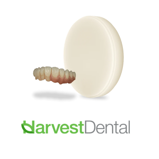 Full Arch dental restoration made with Harvest PMMA, a versatile material for temporary dental applications.