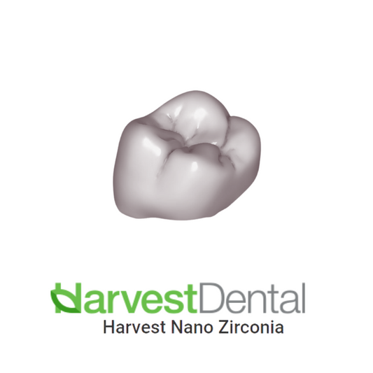 Harvest Dental Nano Zirconia disc, showcasing high strength and natural-looking aesthetics for dental restorations.